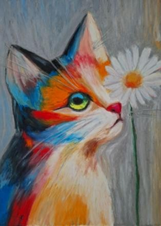 Кошка и ромашка